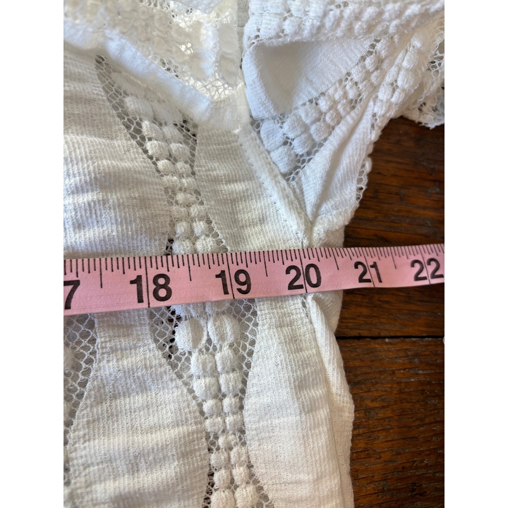 Free People Candy Shop White XS Lace Ruffle Sleeve Tunic Boho Festival‎ Top - Picture 10 of 16
